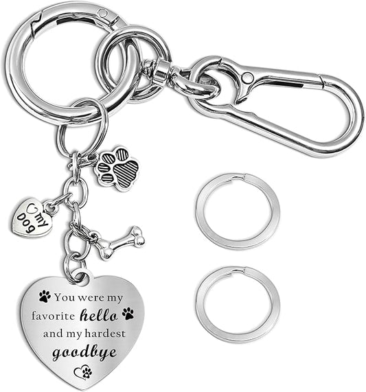 Belloxis Pet Memorial Gifts for Loss of Dog, Dogs Lost Memorial for Women Men Pass Away Animal Paw Print Heart Key Chain Rainbow Loss Sympathy Gift Bridge Card Keychain for Cat, Pet Died Cats Death