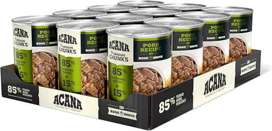 ACANA Premium Chunks in Bone Broth Grain-free Wet Dog Food Pork Recipe 12.8oz Cans (12 Count)
