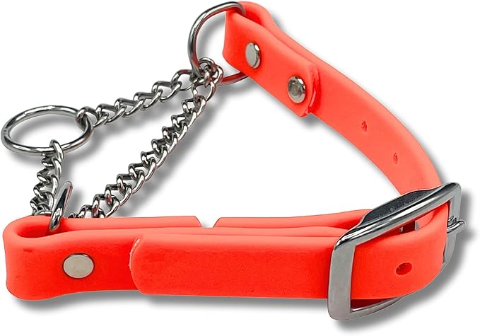 Martingale Collar for Dogs, Biothane, Stainless Steel Hardware, No Pull, Made in The USA, Professional Grade, XS, Orange