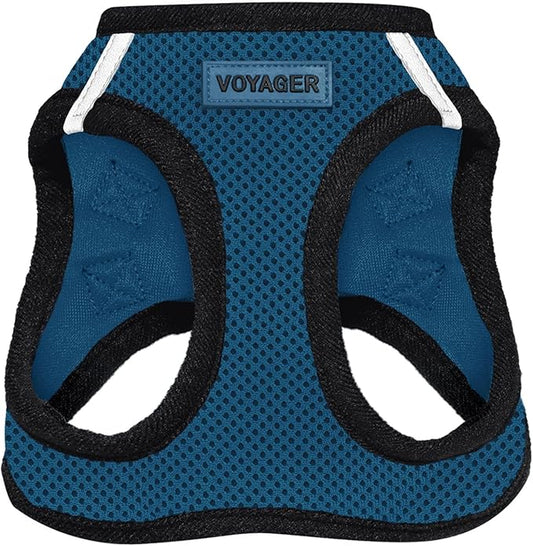Best Pet Supplies Voyager Step-in Air Harness - All Weather Mesh, Reflective, No Pull Harness for Dogs, Cats - Secure with Hook & Loop Fastener, Buckle, Double D-Rings - Blue/Black Trim, XS