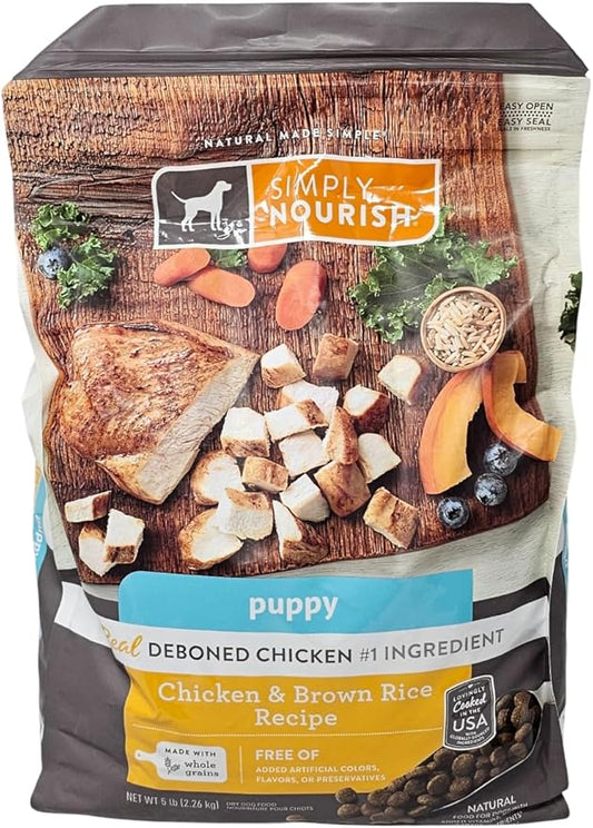 SIMPLY NOURISH Puppy Chicken and Brown Rice Dry Dog Food, 5 Pound Bag
