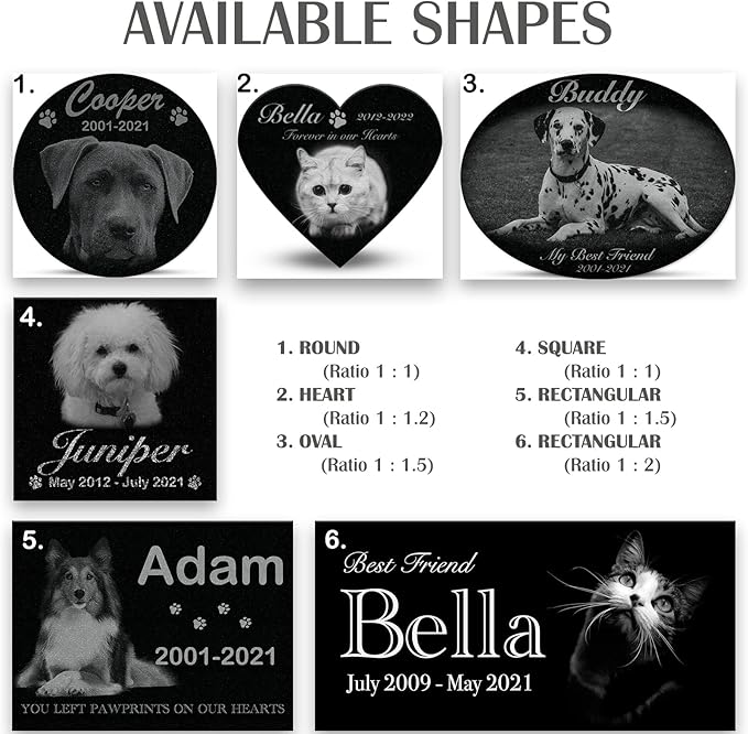 ADFSTONE 8" Pet Memorial Stones Personalized Dog Remembrance Gifts, Customized Cat Picture Grieving Plaque, DIY Gravestone, Custom Sympathy Photo Gift, Animal Grave Markers, Little Tombstones