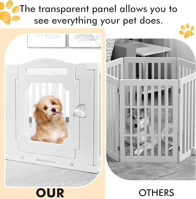 XPIY Large Dog Playpen – 25.5Inch Tall Acrylic Pet Fence Playpen with Door for Medium and Small Dogs, Safe Indoor & Outdoor XL Big Puppy 11-Panel DIY Play Pen