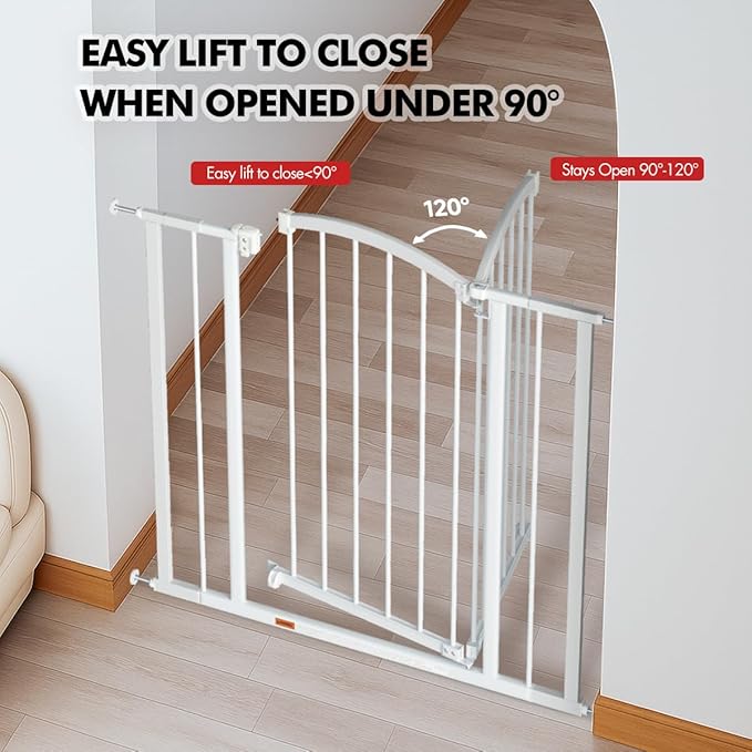 Baby Gate for Stairs and Doorways, 28.5" -40" Adjustable Width, 36" Height, Dog Gate for Doorways with Pressure & Wall Mount Kits, Baby Safety Gate for Stairs, Doorways, and Indoor Use