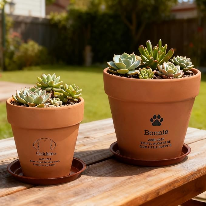 callie Personalized Dog Memorial Gifts Plant Pot, Custom Sympathy Gifts for Dog Loss, Pet Passing Away Clay Planter Pot