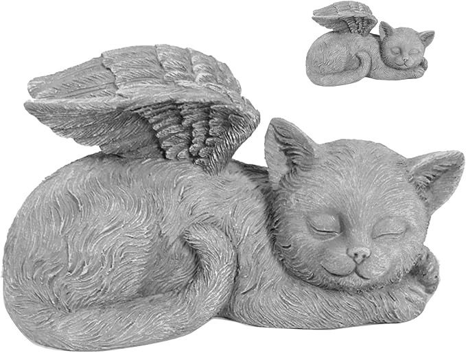 Yosoo Health Gear Pet Memorial Statue, Sleeping Angel Cat Sculpture, and Sunproof, 7.8oz