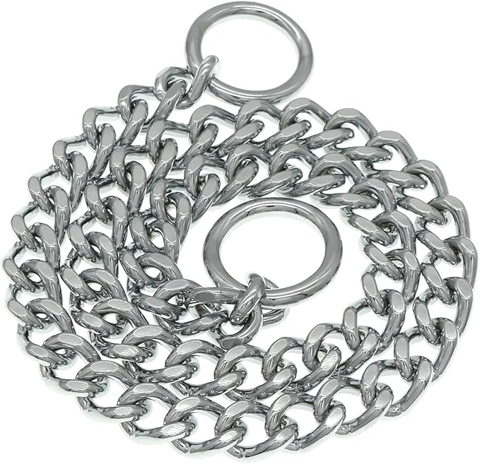 Herm Sprenger Chrome Plated Steel Dog Collar with Flat Narrow Links 4.0mm and Two O-Rings Choke Chain | Medium Large Dogs Professional Training Collar Correction Chain Made in Germany (22in (55cm))