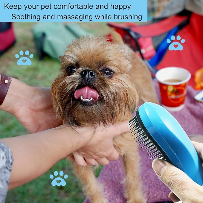 Puppy Brush, Soft Dog Brush for Grooming, Puppy Hair Remover Brush Comb, Grooming Tool for Poodles, Teddy, Yorkies, Maltese, Shih Tzu, Chihuahua, Blue