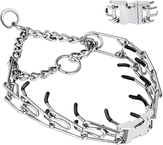 Dog No Pull Collar, Adjustable Size with Quick Release Buckle Dog Collar for Small Medium Large Dogs (with Extra Link and Caps)