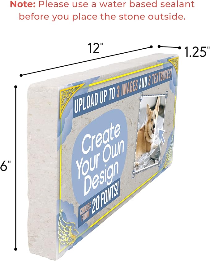 Personalized Pet Memorial Stones, 6x12 Create Your Own Pet Grave Markers as Keepsake or Pet Remembrance, Pet Loss Gifts for Bereaved Pet Owners, DIY Personalized Pet Memorial Limestone (Design 2)