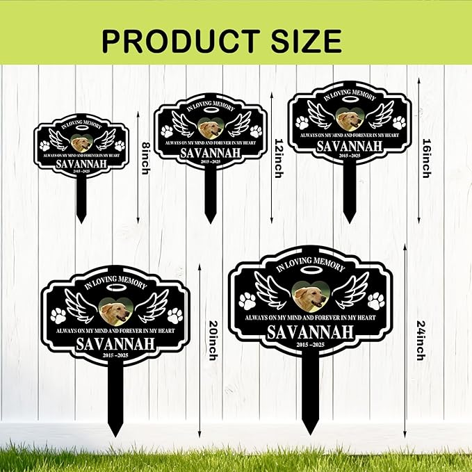 Custom Metal Dog Grave Marker Stake, Personalized Pet Headstones for Dogs, Outdoor Garden Pet Cemetery Metal Sign, Pet Memorial Gifts for Gogs, Dog Name Sign for Yard Cemetery