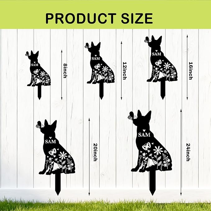 Custom Metal Dog Grave Marker Stake, Personalized Pet Headstones for Dogs, Outdoor Garden Pet Cemetery Metal Sign, Pet Memorial Gifts for Gogs, Dog Name Sign for Yard Cemetery