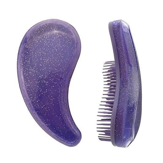 Comma-Shaped Small Dog Brush, Fit for Yorkie, Shih Tzu, Maltese Maltipoo Pomeranian - Gentle Soft Bristles for Effortless Pet Hair Removal, Puppy Essentials (Crystal Purple)
