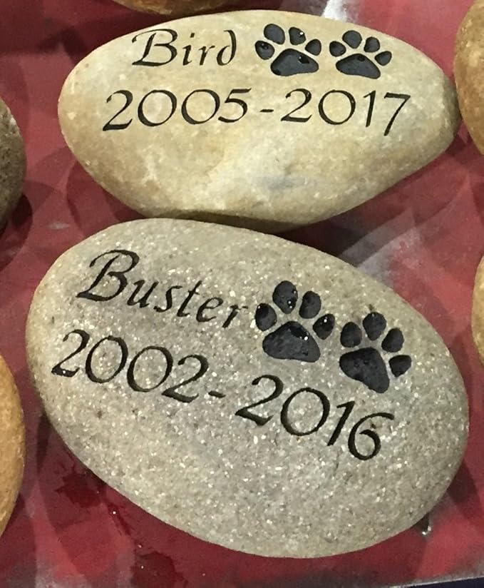 Upstate Stone Works Personalized Dog Pet Memorial River Stone | Custom Engraved Natural Stone | Outdoor Garden or Grave Marker | 8–10” Natural River Rock