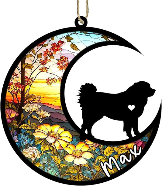 Personalized Dog Memorial, Custom Name Caucasian Shepherd Dog Christmas Ornament with Name, Custom Breeds, Pet Loss Light Catcher, Gifts for Lovers Loss of Pet Sympathy on Mothers Day Christmas