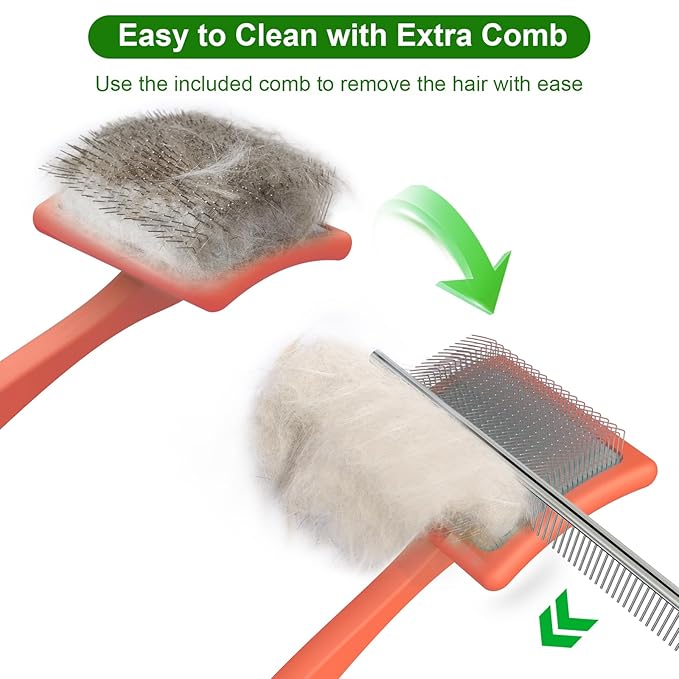 ACE2ACE Dog Slicker Brush, Doodle & Poodle Grooming Brush with Stainless-steel Comb, Large Dog Brush for Goldendoodles, Labradoodles, Golden Retriever and Poodles to Remove Tangles, Undercoat & Mats
