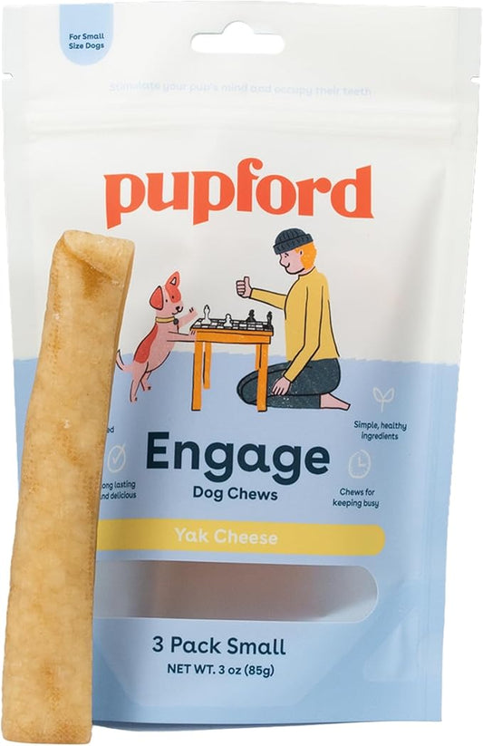 Pupford Yak Cheese Chews for Dogs & Teething Puppies, Natural, Long-Lasting Himalayan Dental Treats (3 Pack Small)