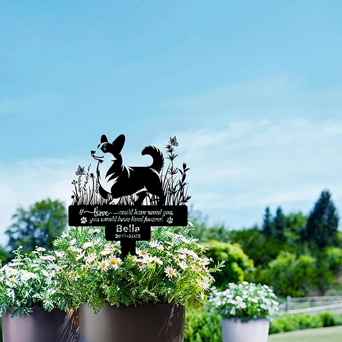 Personalized Pet Dog Corgi Memorial Plaque, Custom Pet Corgi Memorial Stake with Name Date, Pet Corgi Grave Marker for Outdoor Cemetery, Garden & Yard, Custom Pet Corgi Loss Gifts