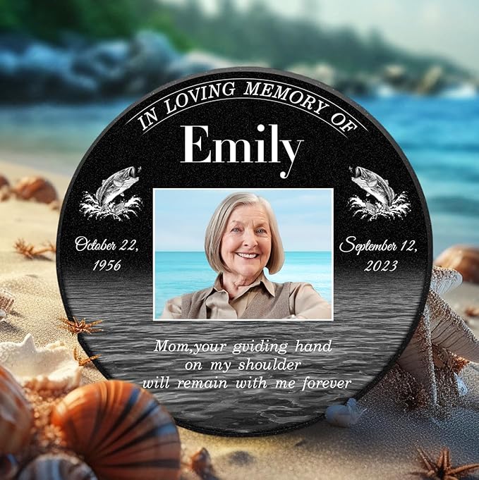 ADFSTONE Grave Markers for Cemetery for Humans- Flat Headstones for Graves, Granite Memorial Plaques Personalized, Head Stones Monuments for People, Picture Memory Plaques for Loved Ones Lost