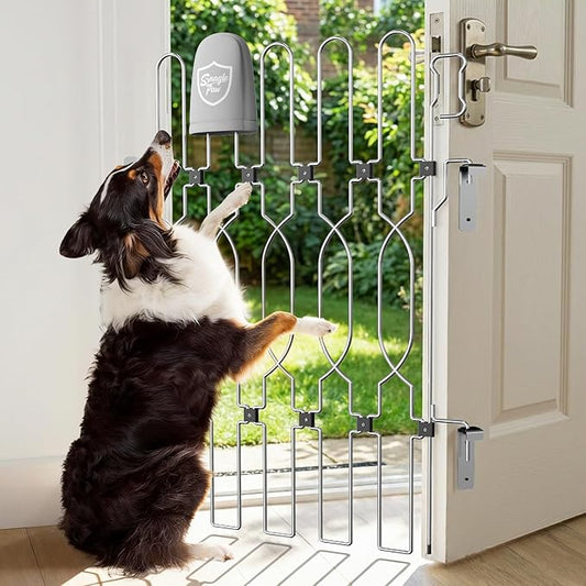 Snagle Paw Metal Retractable Door Barrier,Safety Dog Gate for Front Door,Easy Install Retractable Pet Gate for Recreational Vehicle,Doorways,24.4" Wide 35" Tall
