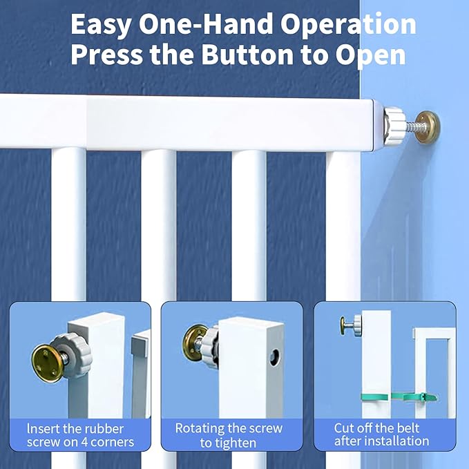 55.1 inch Extra Tall Pet Gate, Extra Wide 29.92"- 43" Adjustable Dog Gates, Pressure Mounted Walk Through Swing Safety Tall Cat Gate for Doorways, Stairs, Kitchen(White)