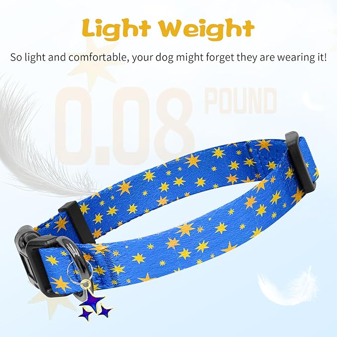 Kazazoo Dog Collar Cute and Soft Nylon Puppy Collar for Boy and Girl, Adjustable Dog Collars for Medium Large Dogs, Blue Sky-L