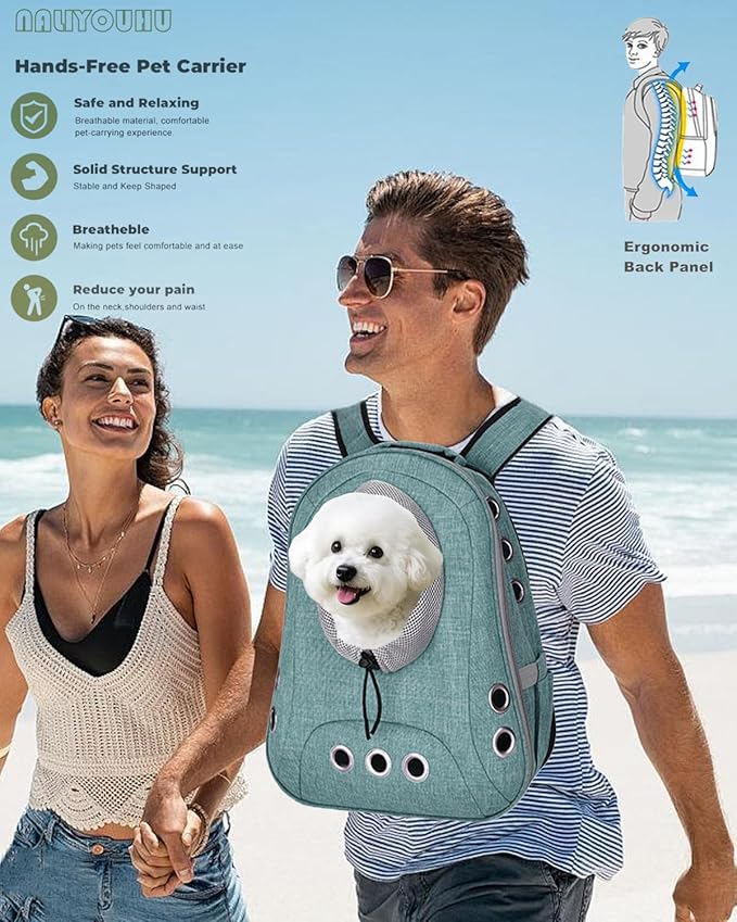 Pet Dog Backpack Carrier Small Doggy Front Backpack,Large Space Cat Carrier Backpack,Ventilated for Hiking,Camping,Travel,Suitable for Shopping and Vet,Max 12 lbs(Cyan)