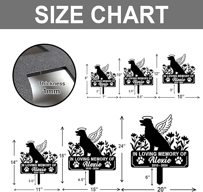 Personalized Pet Memorial Grave Marker, Custom Pet's Name Cemetery Decorations for Funerary, Metal Pet Garden Stake, Outdoor Sympathy Pet Stake Plaque Gift for Loss Dog