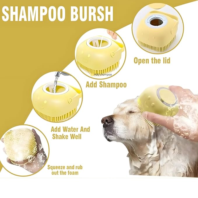 9PC Dog Grooming Kit – Paw Cleaner, Dog Shampoo Brush, Bath & Scrubber Brush, Hair Removal Gloves, Finger Toothbrushes | Complete pet Bath & Deshedding Tools for Shedding & Cleaning