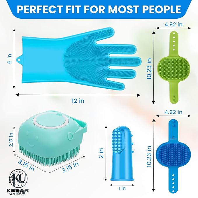 8PCS Pet Grooming & Shower Kit for Dogs & Cats| Dog Shampoo Brush with Silicone Dog Washing Gloves,Dog Bath Brush for Deshedding,Puppy & Dog Bathing Supplies(Short & Long Hair)