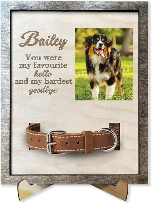 V-DECORPARKS Dog Memorial Picture Frame, Memorial Pet Collar Frame, Dog Memorial Gifts For Loss Of Dog, Pet Memorial Gifts, Dog Collar Frame, Custom Image Pet Memorial Frame, Style_02