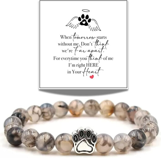 LINGYUAN Pet Memorial Gifts for Dogs Cats, Pet Memorial Bracelet, Remembrance Pet Loss Sympathy Gift for Cat Dog Lovers, Bereavement Gifts for Loss of Pet