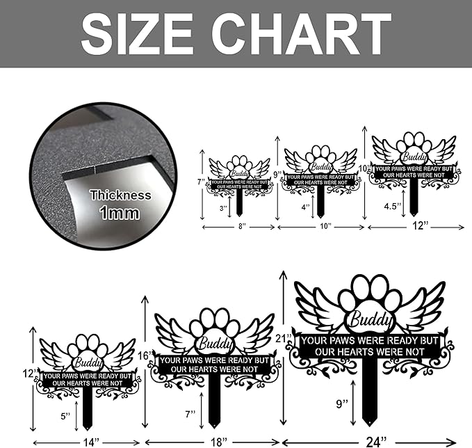 Personalized Pet Memorial Grave Marker, Custom Pet's Name Cemetery Decorations for Funerary, Metal Pet Garden Stake, Outdoor Sympathy Pet Stake Plaque Gift for Loss Dog