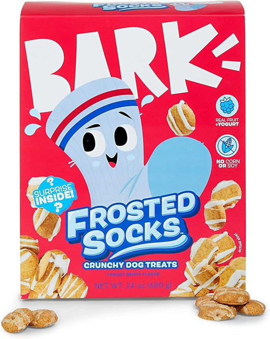 Barkbox Frosted Socks - Yogurt Berry Flavor with Real Fruit, Nutritious Grains, No Corn or Soy - 24oz Box