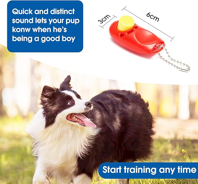 BAAPET 15/20/30/50/100 ft Long Dog Training Leash with Clickers for Small, Medium and Large Dogs or Cats (20 Feet, Red)