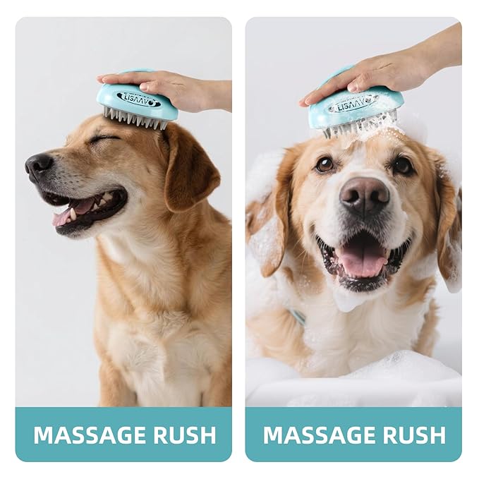 Pet Grooming Brush for Long & Short Hair Dogs Cats,Multi-purpose silicone massage & bath brush for pets,promotes shiny coats,Pink