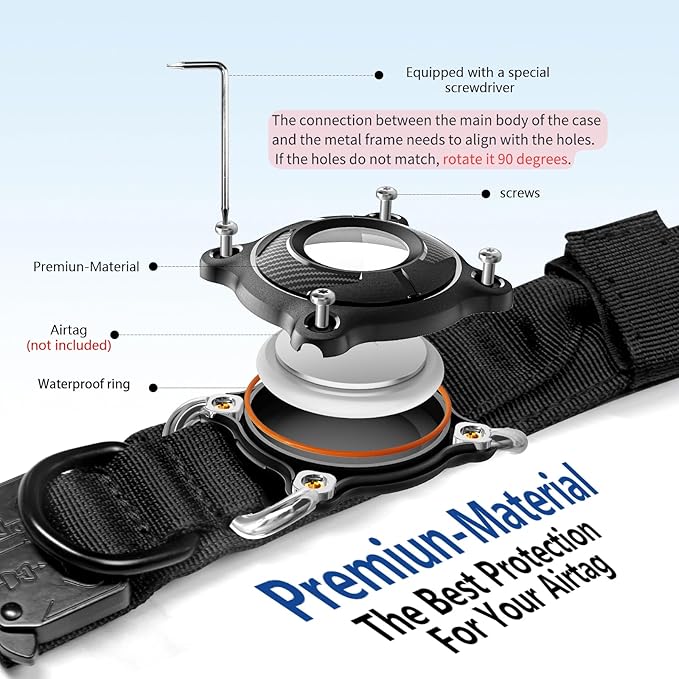2026 Upgrade Waterproof AirTag Dog Collar, Comfortable Control Handle and Metal Buckle, Military Tactical Dog Collar with AirTag Holder, GPS Holder for Medium to Large Dogs (ArmyGreen,L)