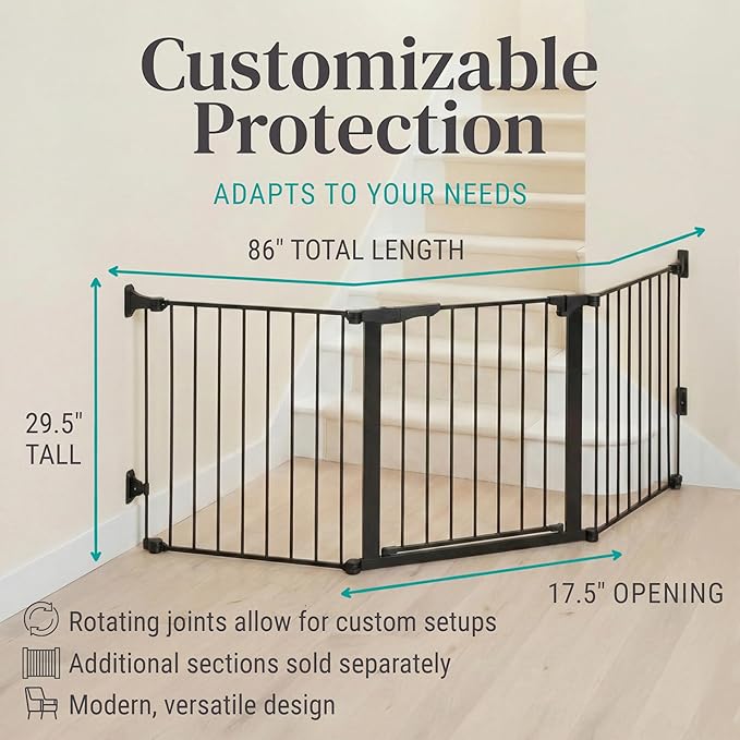 KidCo - Custom Fit Auto Closing ConfigureGate Baby Gate with with 30 Inch Door Section, Baby Fence, Safety Gate (Black)
