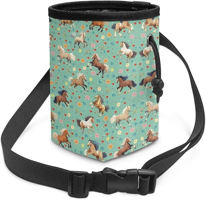 Horse Pattern Pet Treat Pouch Quick Access to Your Pup's Treat, Dog Walking Bag Treat Snack Bags Pocket Sized Pet Training Walking & Rewarding Holder Easy to Carry