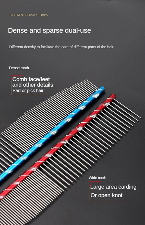 Crescent Curved Cat Dog Comb for Grooming Matting Metal Comb for Long Haired Cats Dog Grooming Combs, Goldendoodles Poodle Detangler Brush peine para perros Removes Knots & Flea