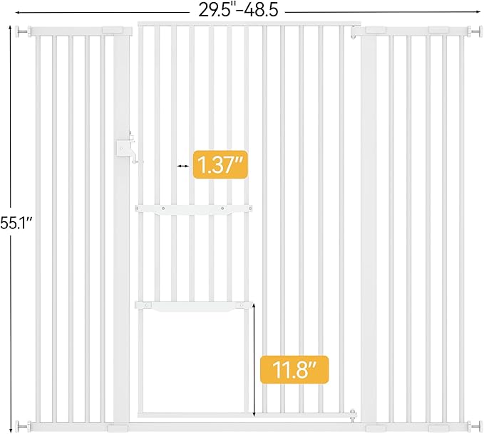 YITAHOME Extra Tall 55" Pet Gate for Cats Dogs, Walk Thru Dog Gate for Doorways and Stairs, Adjustable, 29.5"-48.8" Wide, Easy Install, Pressure Mount, Auto Close Cat Gate Indoor, Metal Pet Door Gate