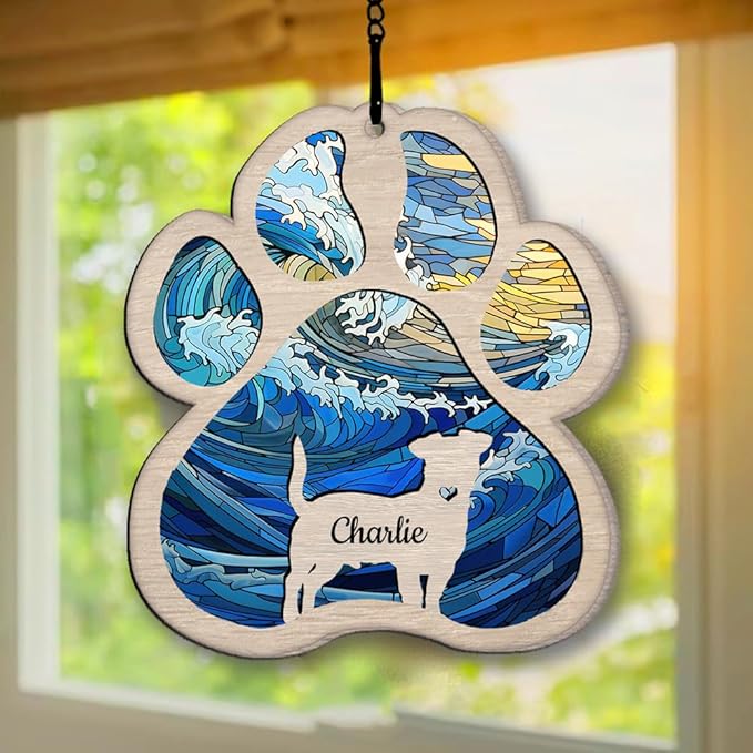 Nazenti Personalized Dog Memorial Suncatcher - Custom Pet Sympathy Gift, Christmas Tree Ornament for Dog Lovers