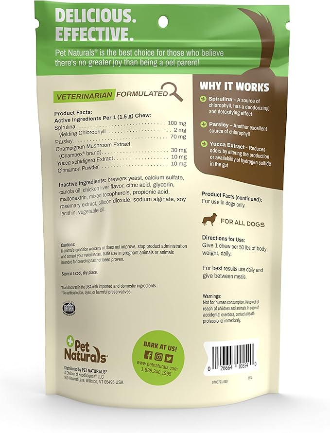 Pet Naturals Breath Bites Breath Freshener for Dogs, 60 Chews, Healthy GI Support and Dental Health, (Pack of 2)
