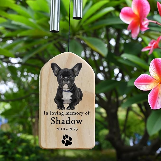 Dog Memorial Gifts, Jocidea Personalized Pet Memorial Wind Chime, Loss of Dog Sympathy Gift, Pet Remembrance Gifts, in Memory of Dog Cat, Loss of Pet - Heart Pawprint