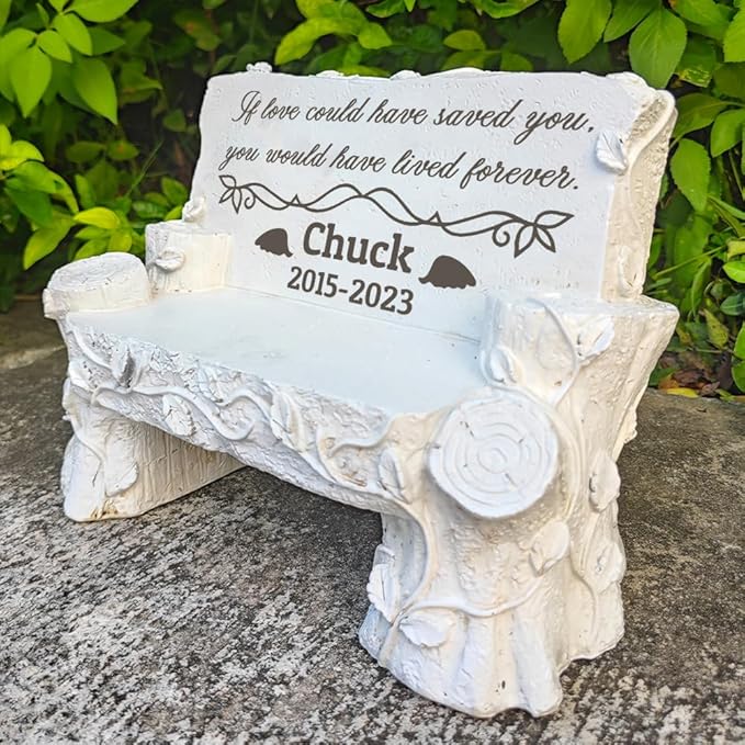 Personalized Memorial Bench for Pet Human, Custom Pet Memorial Stone with Colorful Photo, Pet Grave Marker Dog Headstone Cat Tombstone, Loss of Pet Gifts, Memorial Garden Plaque