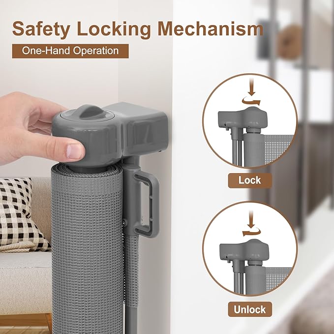 200 inch Retractable Baby Gates 42 inch Tall, Retractable Gate with Reinforced Strip Design to Prevent Crawling Through, 16 FT Outdoor Retractable Gates, Extra Wide Retractable Gate for Garage