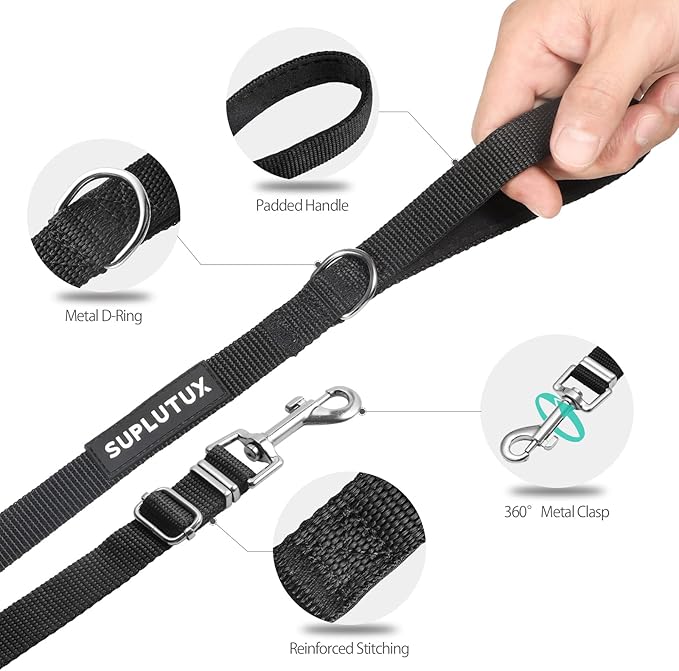 Long Leash for Dog Training - 16ft Adjustable Obedience Recall Dog Training Leash for Large Medium Small Dogs with Storage Pouch Black