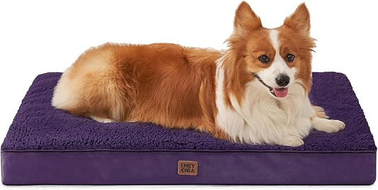 EHEYCIGA Orthopedic Dog Beds for Large Dogs with Removable Washable Cover for Crate, Purple, 35x23