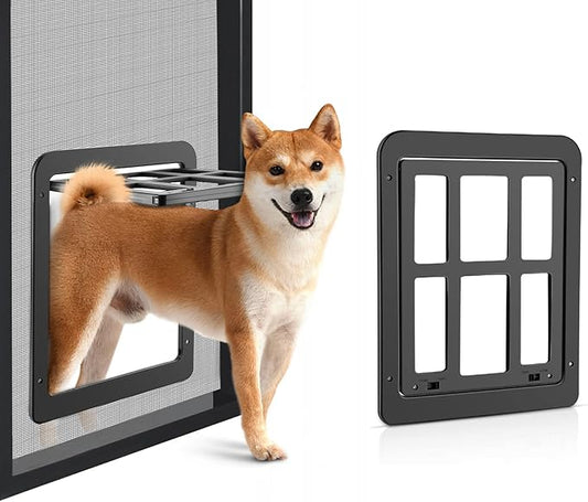 Ownpets Dog Screen Door, Inside Door Flap 11x13 Inch Lockable Pet Screen Door Magnetic Closure Sturdy Doggie Door for Screen Door(Black)