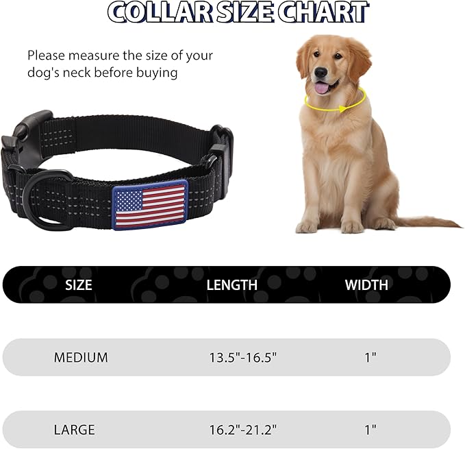 Martingale Dog Collar Quick Release Buckle No Pull Reflective Non-Slip for Medium Large Dogs Training (Black, Medium)